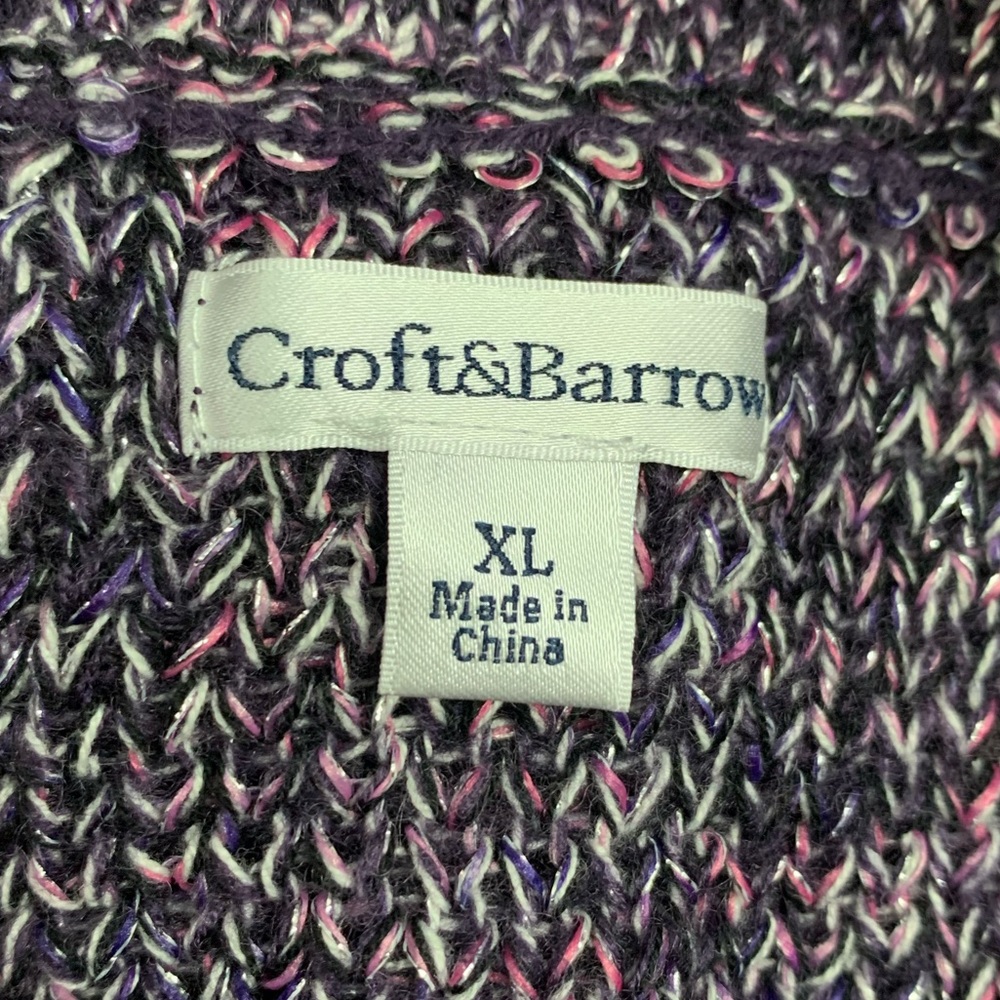 Croft & Barrow Metallic Purple Long Sleeve Top - Picture 3 of 5